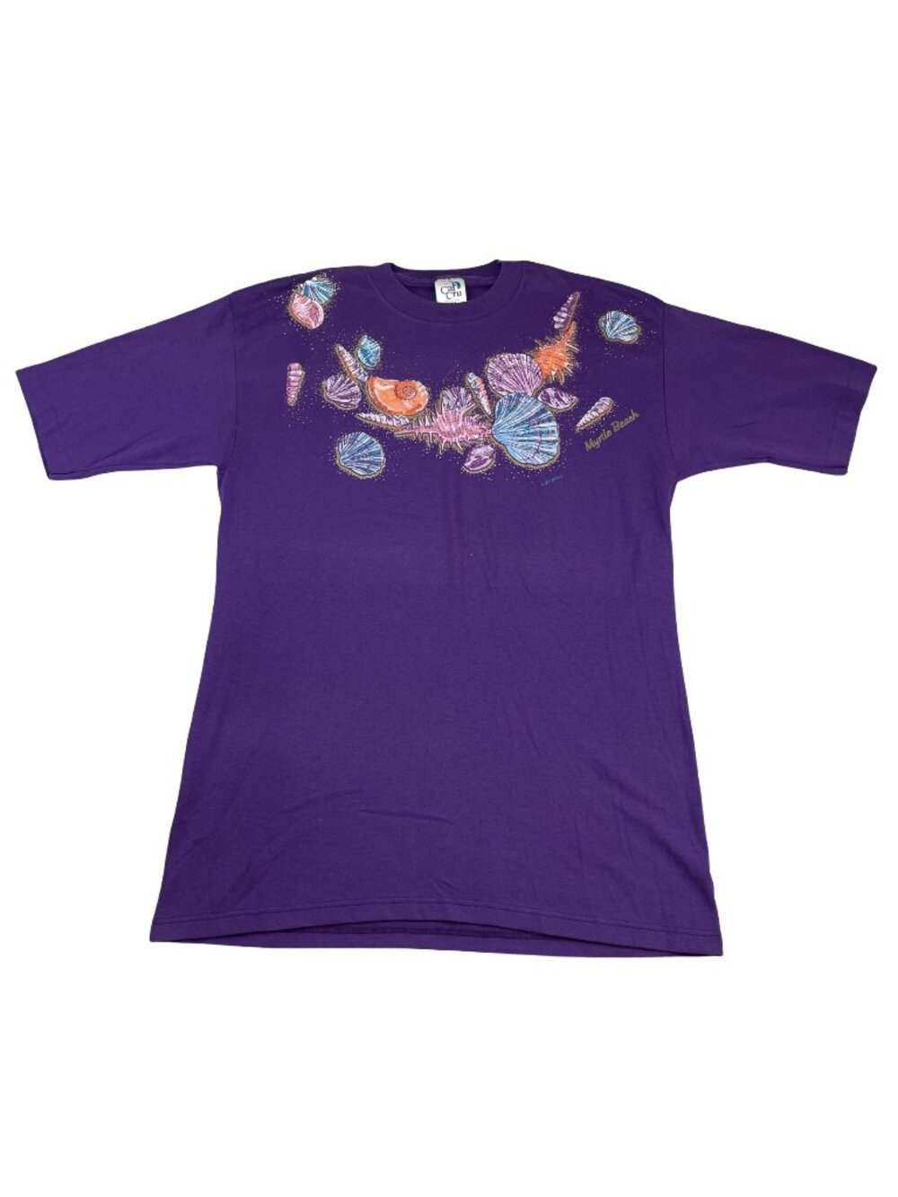 VTG Myrtyle Beach Single Stitch S/S Crewneck T-Shirt Purple • USA • Large